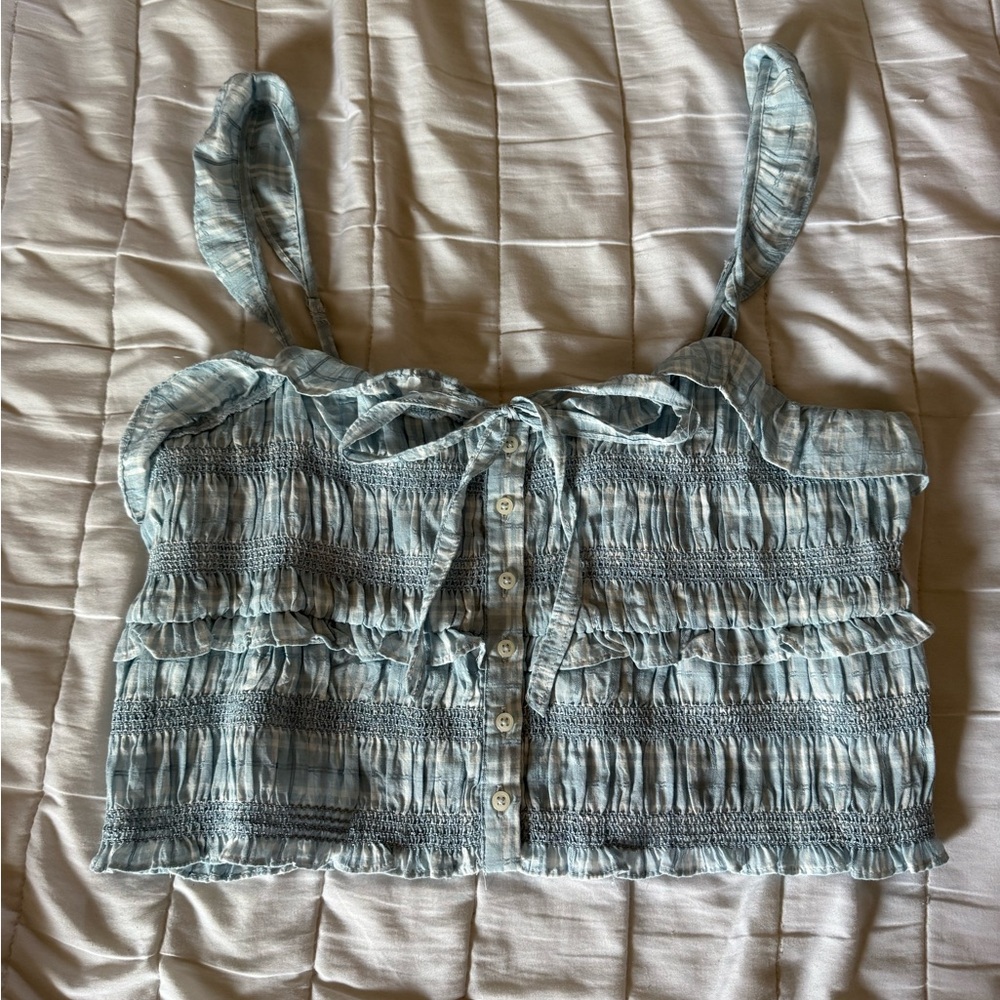 American Eagle Outfitters Blue Plaid Top